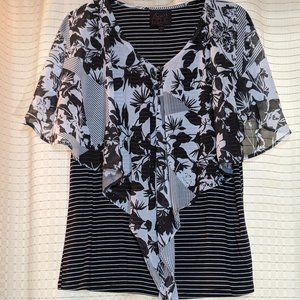 Black & White Short Sleeve/Sleeveless Blouse